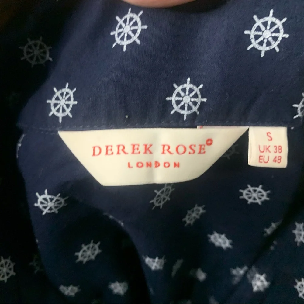 Derek Rose London Small 2 Piece Top & Shorts Pajamas Nautical Coastal Marine